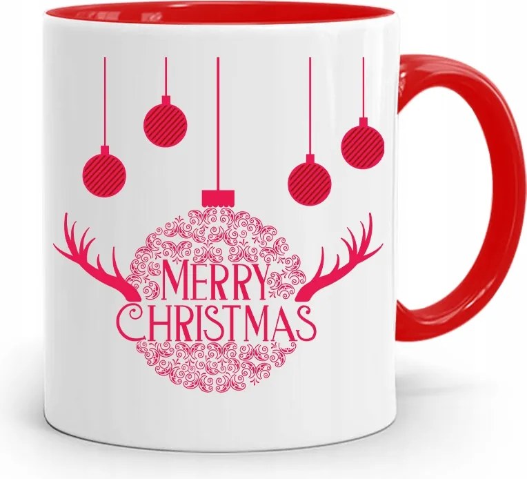 Piros Karácsonyi Bögre Mikulás Karácsonyfa Alá, fényképes nyomattal