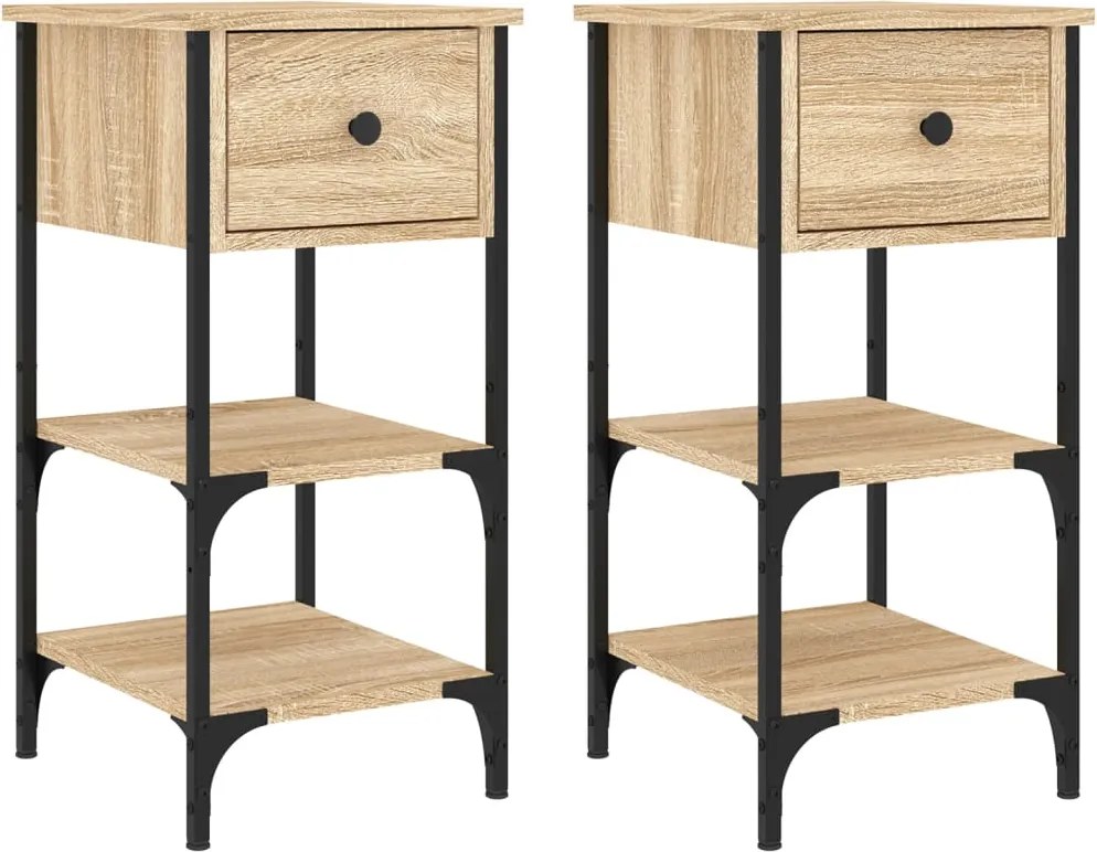 vidaXL 2 db sonoma tölgy színű szerelt fa éjjeliszekrény 34x36x70 cm