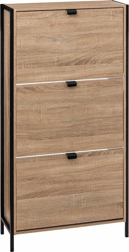 Cipősszekrény barna 3 szintes magasság 122cm Tágas