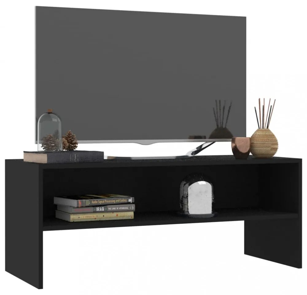 fekete szerelt fa TV-szekrény 100 x 40 x 40 cm