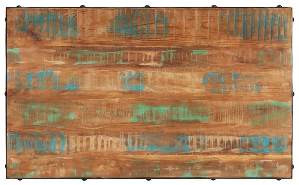 Újrahasznosított fa dohányzóasztal kerekekkel 100x 60 x 26 cm