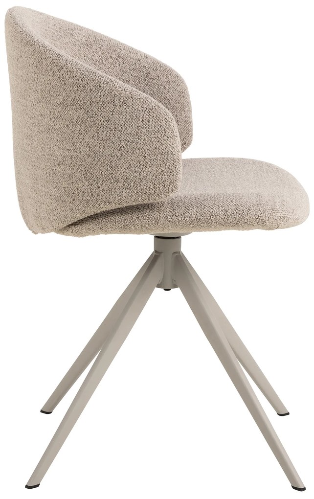 MAZZONI EXPORT NELA Bézs Latte (Monza 60 szövet)/bézs lábak - MODERN BOUCLÉ KÁRPITOZOTT FORGÓSZÉK BOHO STÍLUSÚ NAPPALIBA/ÉTKEZŐBE/IRODÁBA
