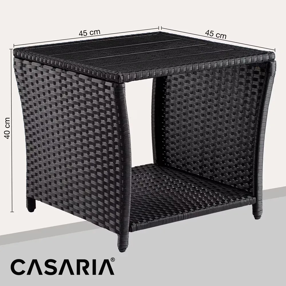 Deuba Vedis polyrattan asztalka 45x45x40 cm - fekete
