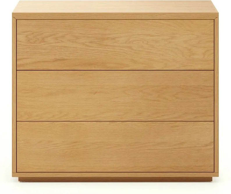 Alacsony természetes színű tölgyfa komód 90x75 cm Abilen - Kave Home