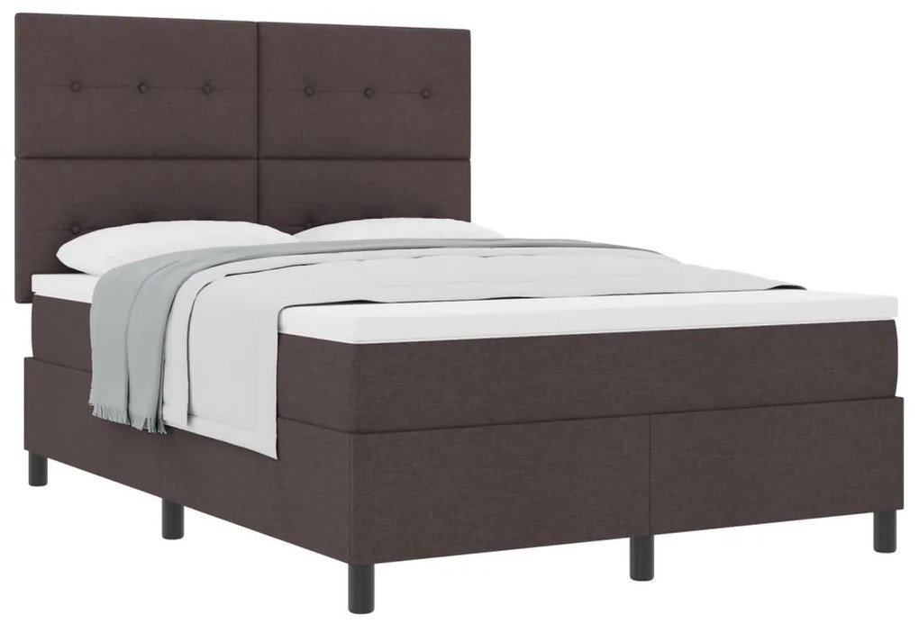Box Spring Ágy Matraccal Sötétbarna 140x190 cm Szövet