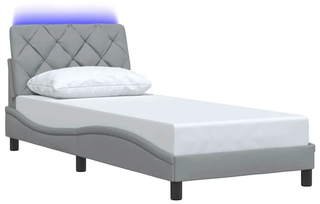 világosszürke szövet ágykeret LED-es matrac nélkül 80x200 cm