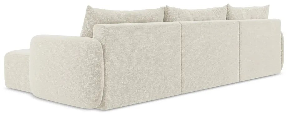 Krémszínű kinyitható-tárolóhelyes sarokkanapé Kalena – Makamii