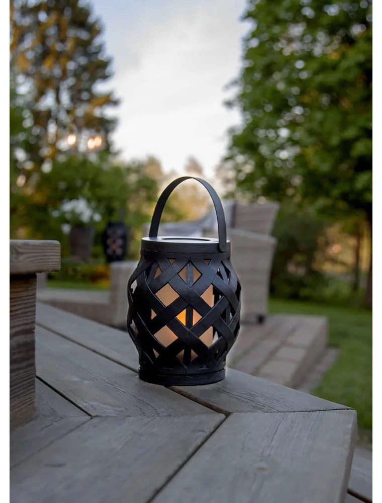 Flame Lantern fekete lámpás, magasság 16 cm - Star Trading