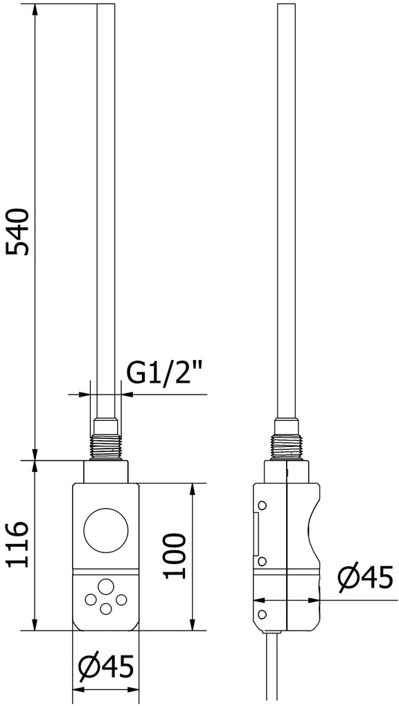 Mexen Ares, elektromos fűtőelem 1500x500 mm + fűtőrúd 600 W, arany fényes, W102-1500-500-2600-50