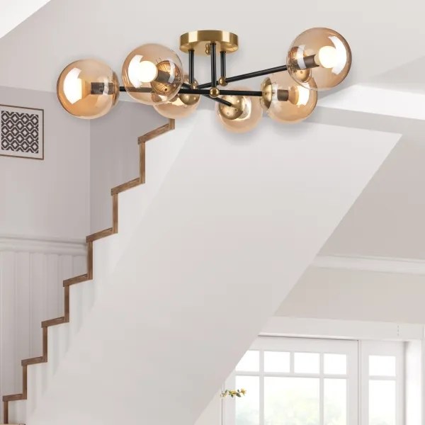 Felületre szerelhető csillár  MALENA 6xE14/5W/230V arany/fekete/füstös bézs