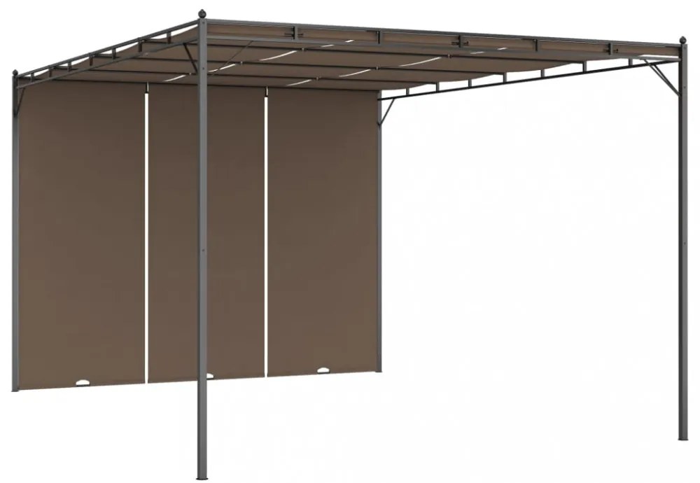 tópszínű kerti pavilon oldalfüggönnyel 4 x 3 x 2,25 m