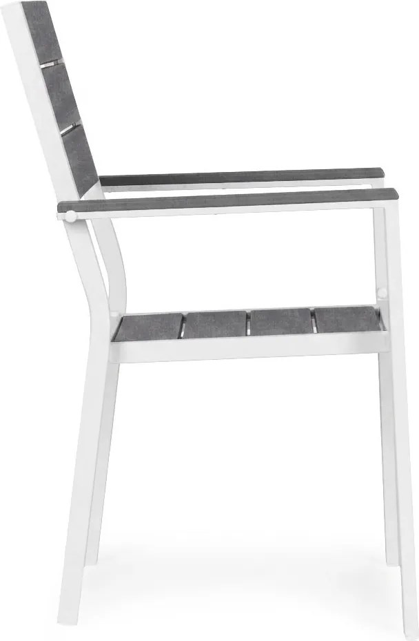 Kerti szék, MultiGarden YC-051KD-4-5, fehér/sötétszürke, 54,5 x 52 x 89 cm, acél keret, HDPE ülő- és háttámla, 150 kg teherbírás, 2 db-os szett