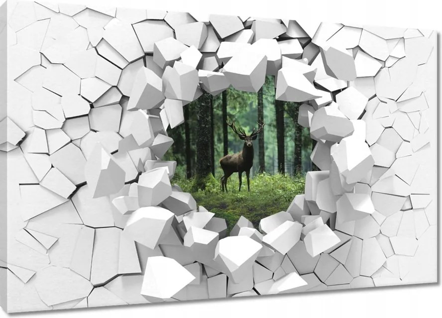 Vászonkép 120x80 Szarvas az erdő közepén