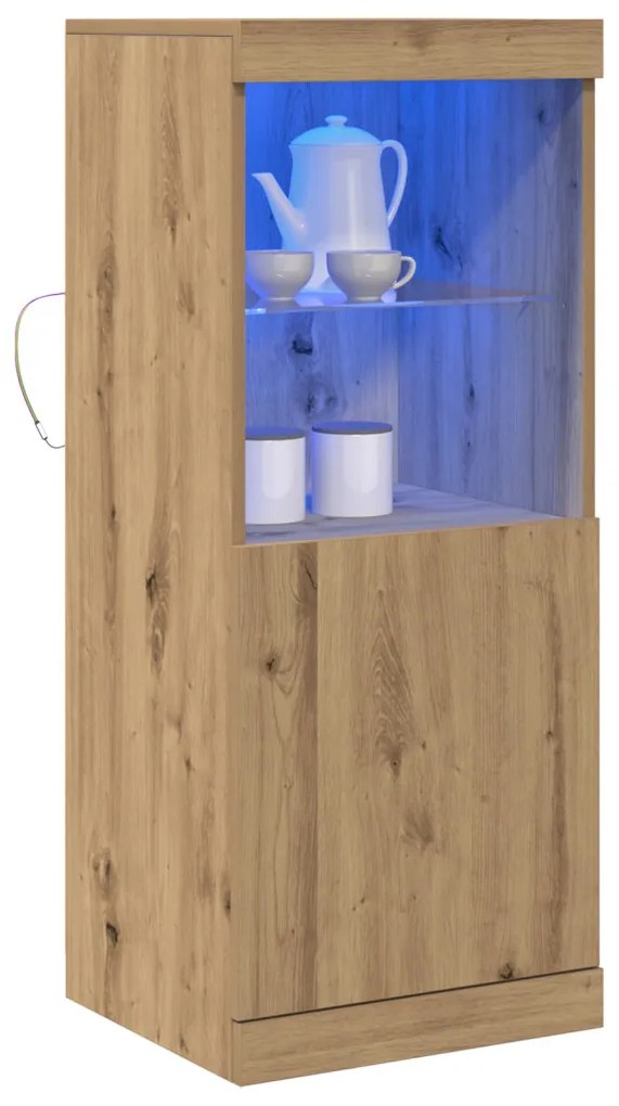 LED világítással ellátott oldalpolc Kézműves tölgy 41x37x100 cm
