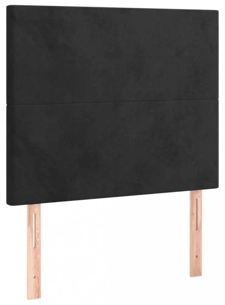 fekete bársony ágykeret fejtámlával 90x200 cm