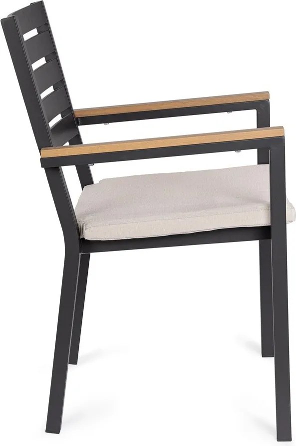 Antracitszürke fém kerti szék Henna – Bizzotto