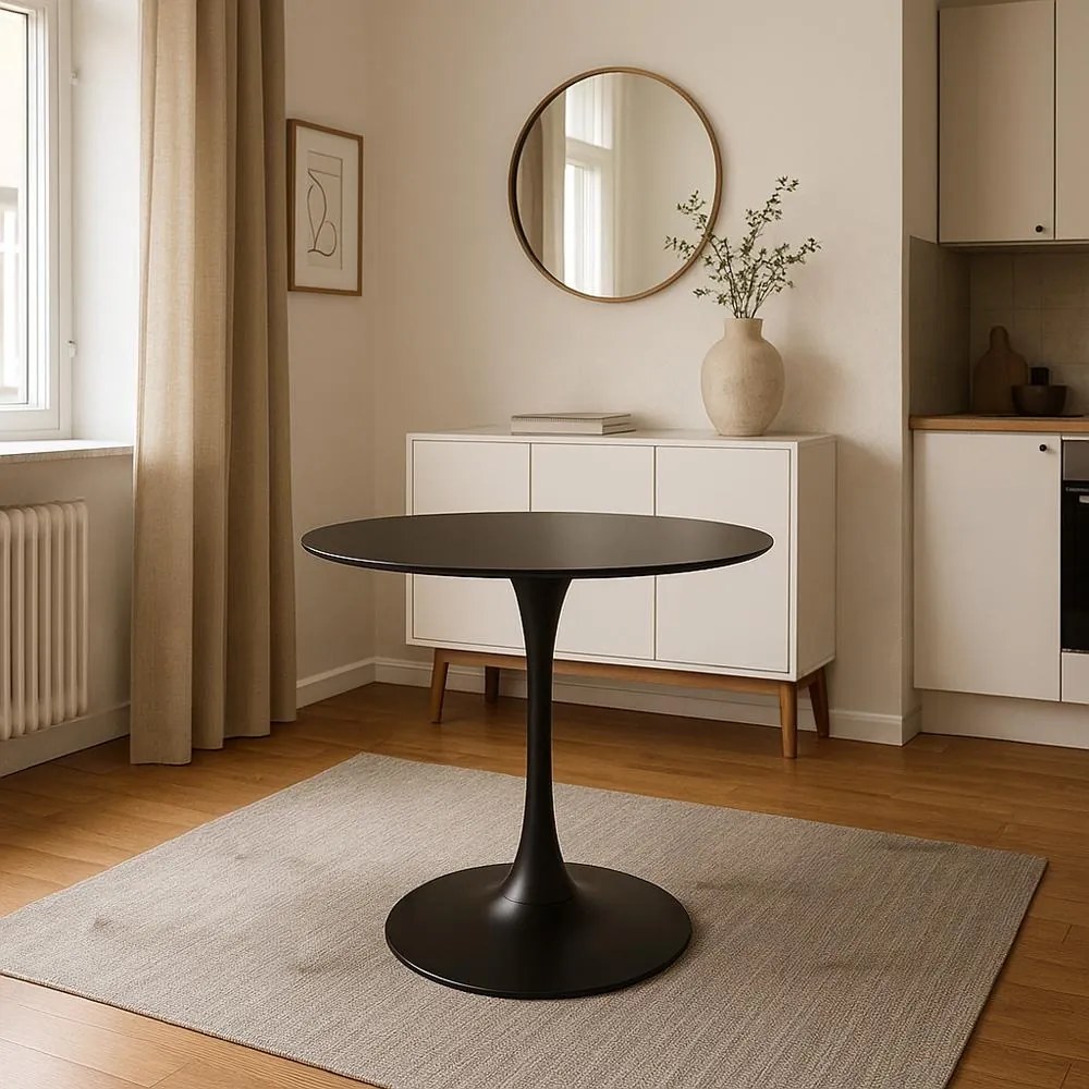 AVENBERG ORBIS Étkezőasztal - Ø80, fekete