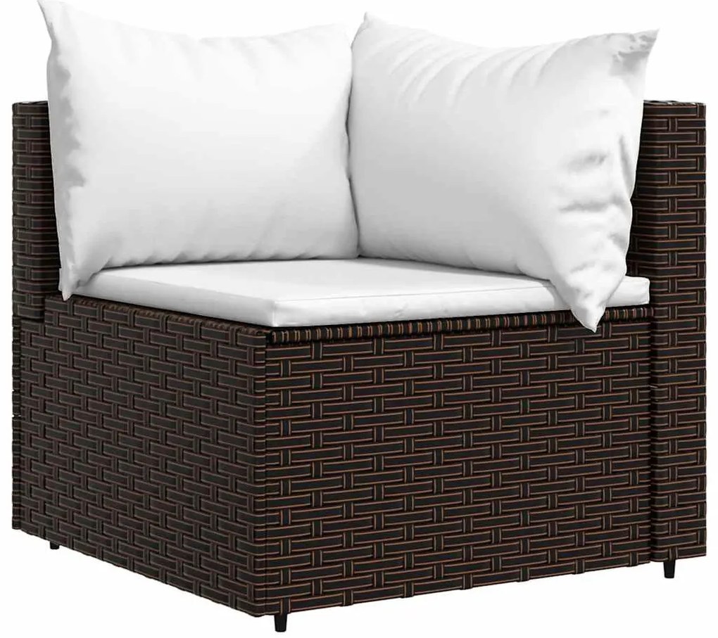 3 részes barna polyrattan kerti ülőgarnitúra párnával
