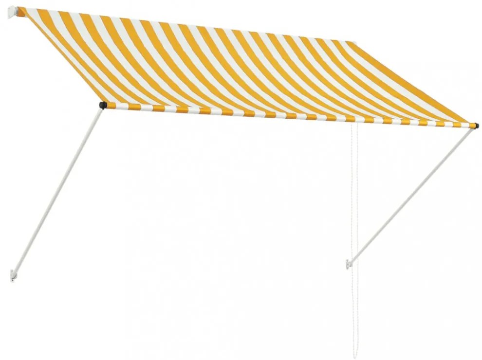 feltekerhető sárga és fehér napellenző 200 x 150 cm
