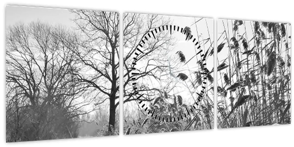 Kép - Mezők télen (órával) (90x30 cm)