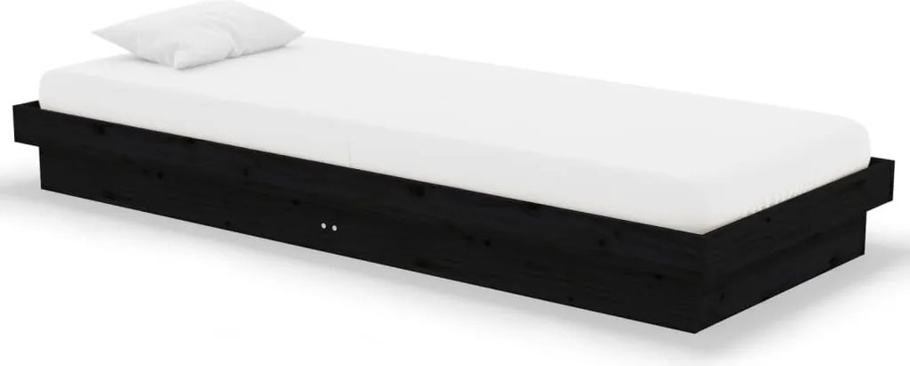 vidaXL Small Single fekete tömör fa ágykeret 75 x 190 cm