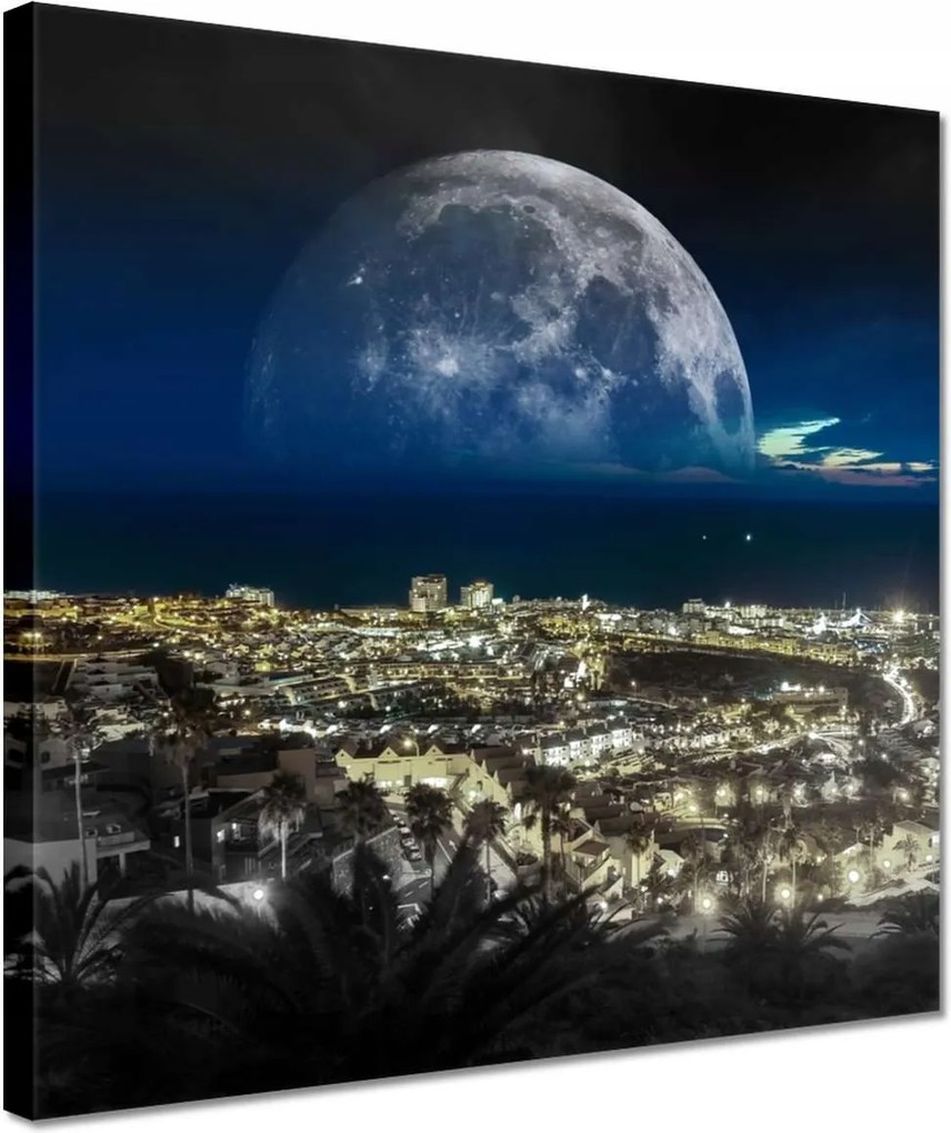 Vászonkép 30x30 Hold a város felett Éjszaka