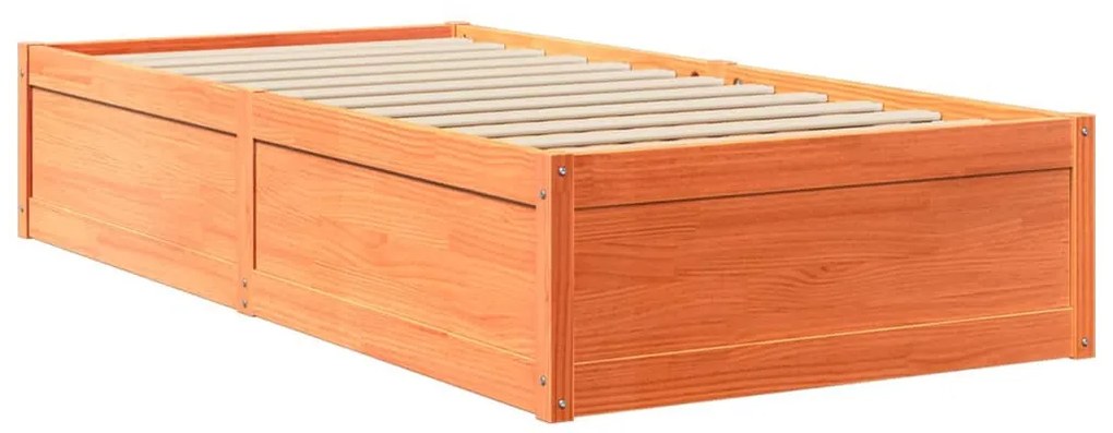 viaszbarna tömör fenyőfa ágy matraccal 90 x 200 cm