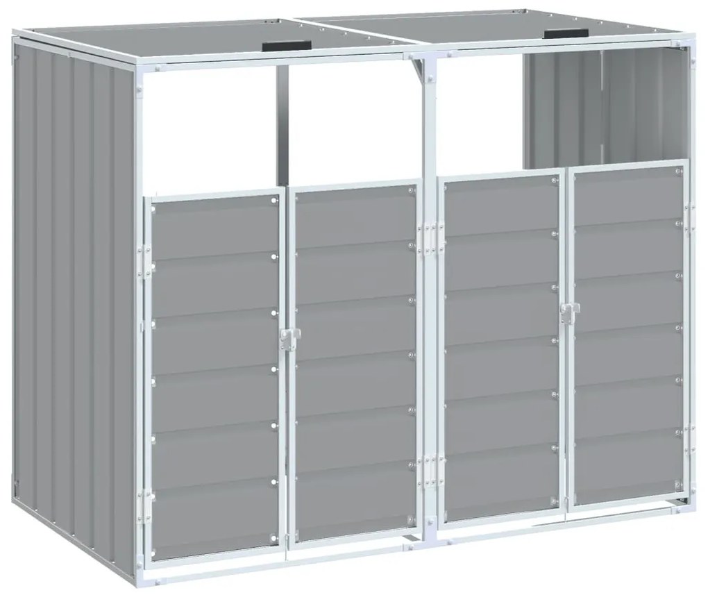 szürke acél kerekes szemetes tároló dupla tárolókhoz 138 x 79 x 117 cm