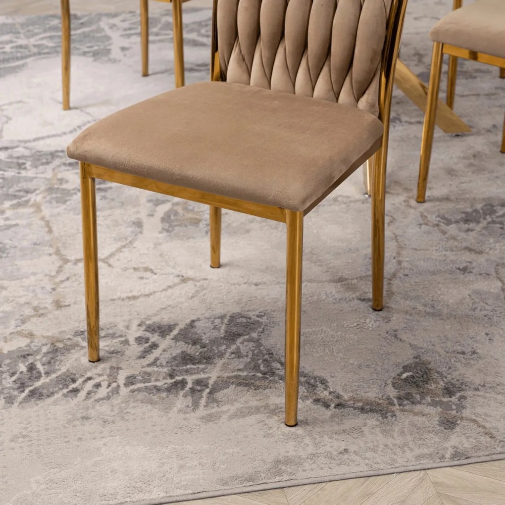 Fonott bársony szék bézs színben, DAN