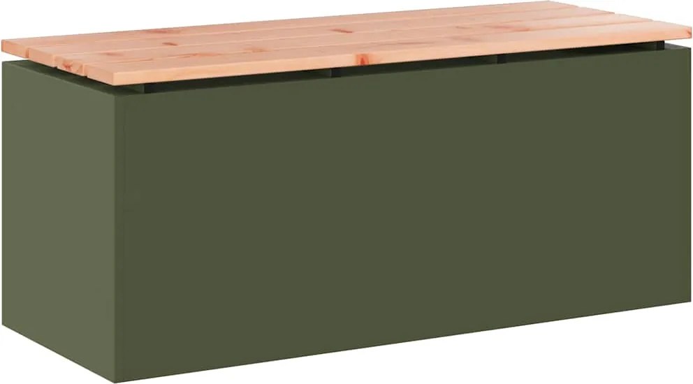 vidaXL Kerti pad Oliva zöld 100 x 40 x 43 cm Acél