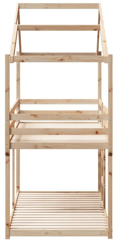 tömör fenyőfa ágy emelettel és tetővel 80 x 200 cm