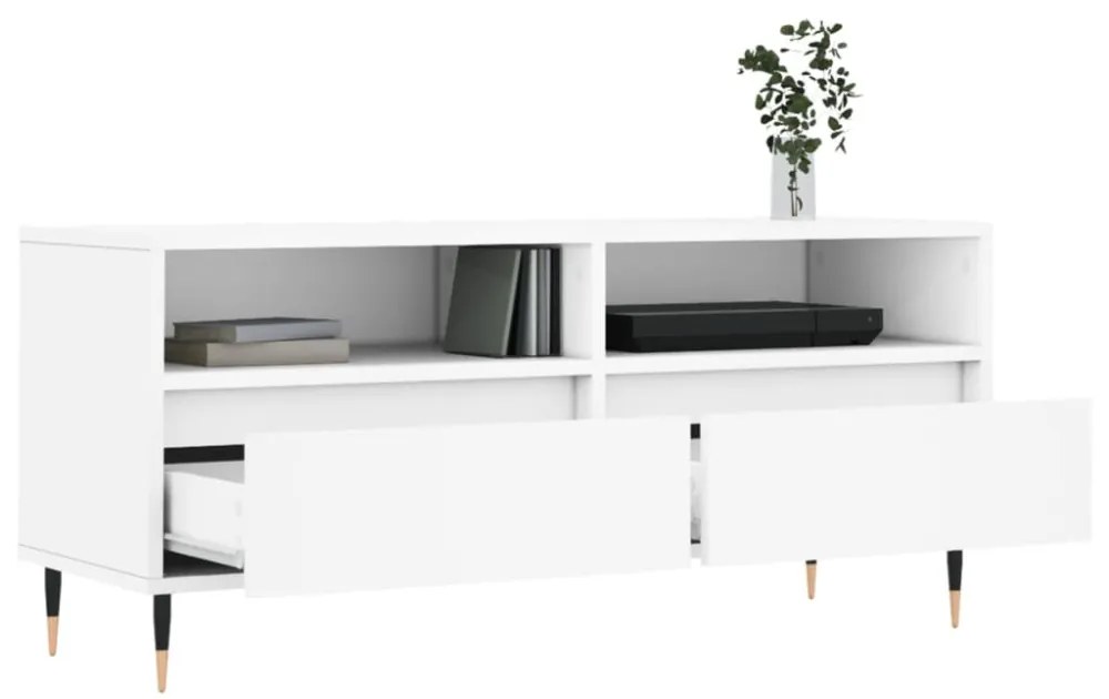 fehér szerelt fa TV-szekrény 100x34,5x44,5 cm