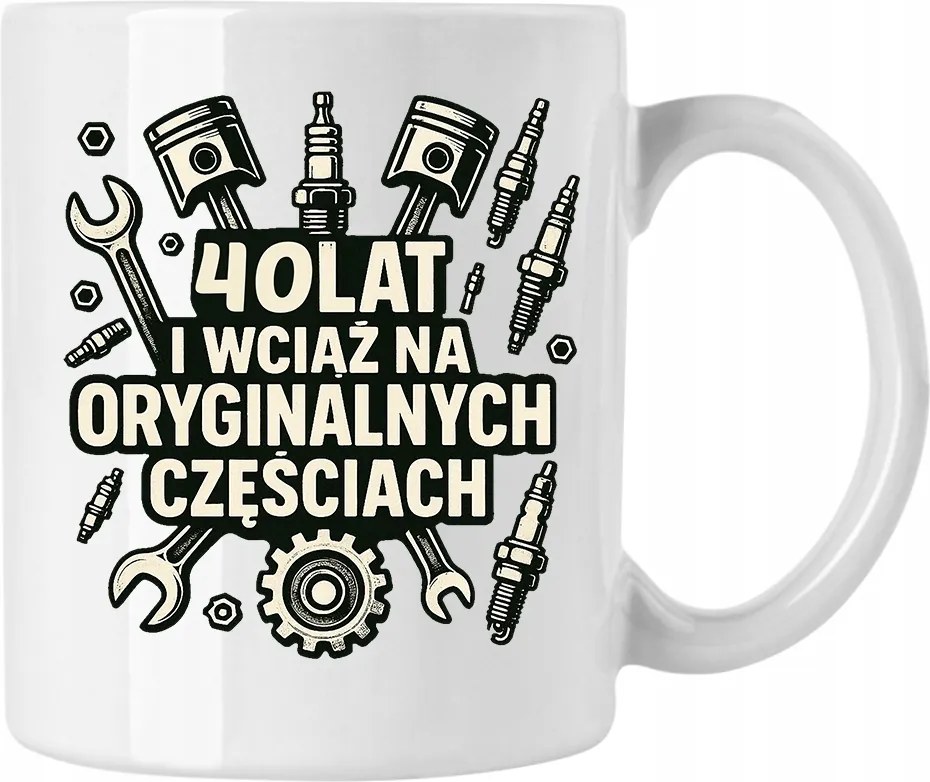 Születésnapi Bögre Eredeti Alkatrészekkel 40-60 éves Fehér 330ml