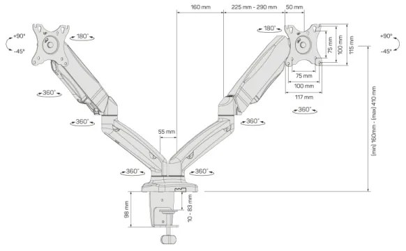 CONNECT IT CMF-3207-BK - Univerzális tartó 2 monitorhoz 13-27” fekete