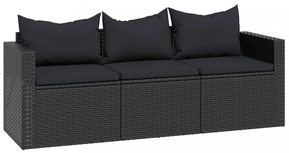 fekete polyrattan kerti ülőgarnitúra