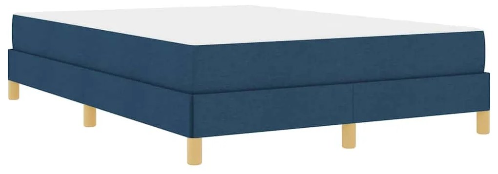 Boxrugós ágy Kék és Barna 140 x 190 cm Textil és mérnöki fa