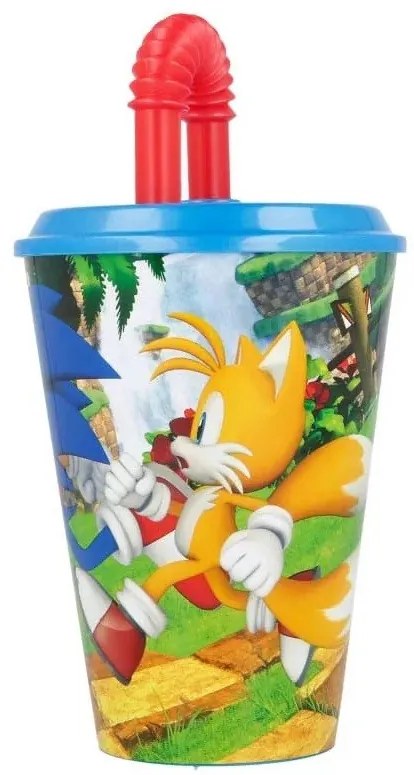 Sonic a sündisznó Speedy szívószálas pohár, műanyag 430 ml