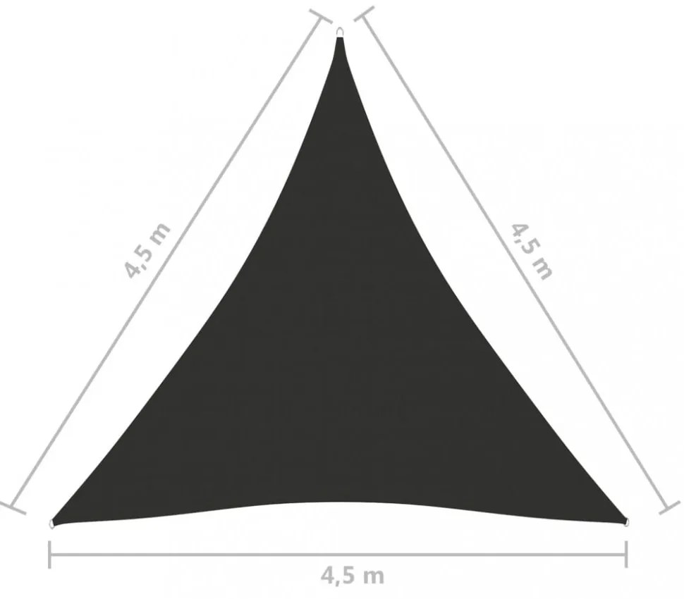 antracitszürke háromszögű oxford-szövet napvitorla 4,5x4,5x4,5m