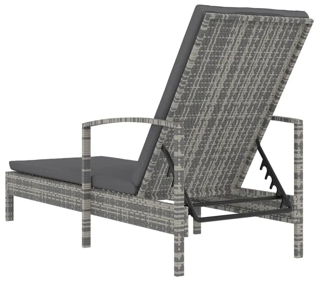 Szürke polyrattan karfás napozóágy