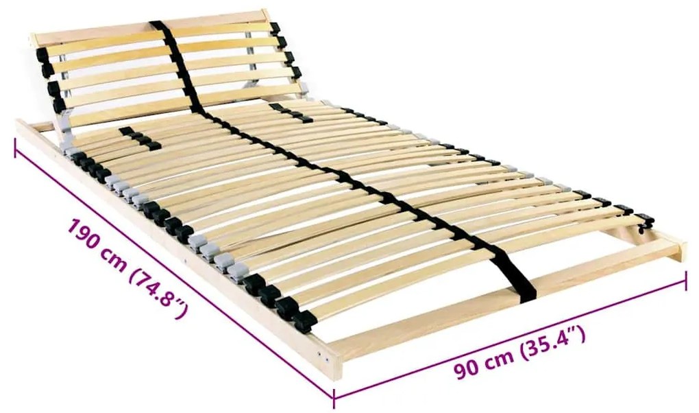 Lécalap fejtámlával Barna 90 x 190 cm Tömör bükkfa