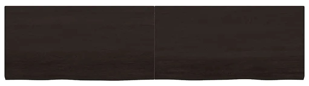 sötétbarna kezelt tömör fa fürdőszobai pult 200x50x(2-4) cm
