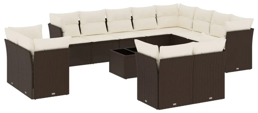 vidaXL 13 részes barna polyrattan kerti ülőgarnitúra párnákkal