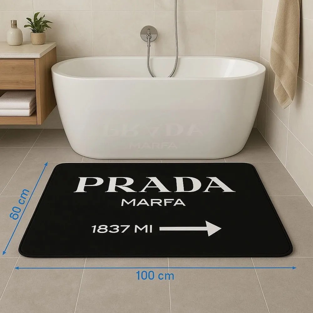 Fekete bársony fürdőszobai kilépő szett 2 db-os 60x100 cm Prada – Mila Home