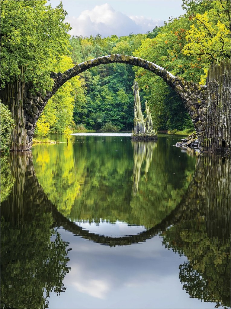 Flizelin fotótapéta Kőhíd tükröződés a vízben zöld 184x254 +ragasztó