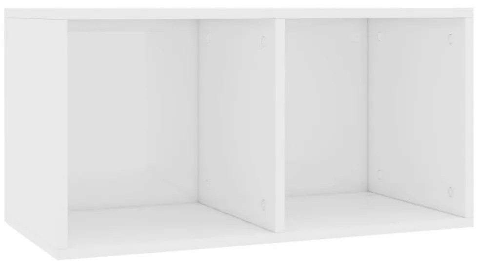 magasfényű fehér szerelt fa lemeztároló doboz 71 x 34 x 36 cm