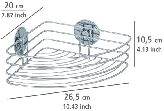 WENKO 18913100-Polc TURBO-LOC RUND acél 26,5x20 cm fényes króm