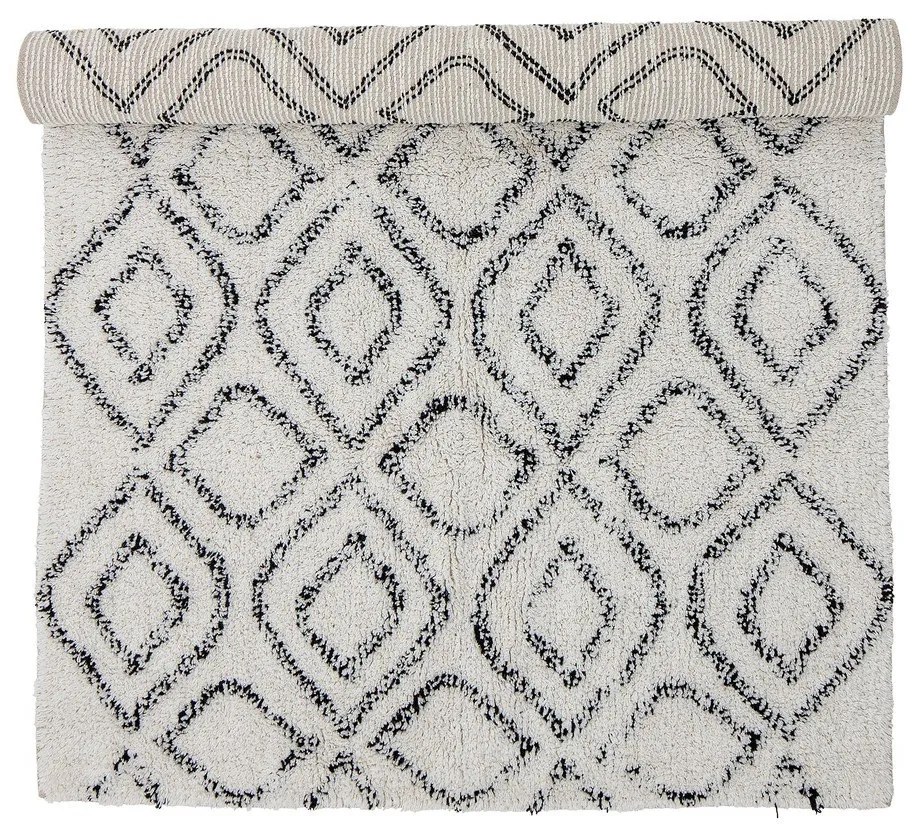 Fehér-szürke pamut szőnyeg 90x150 cm Katie – Bloomingville