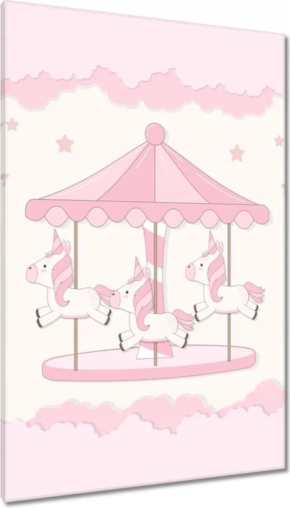 Vászonkép 80x120 Rózsaszín unikornisok a körhintán