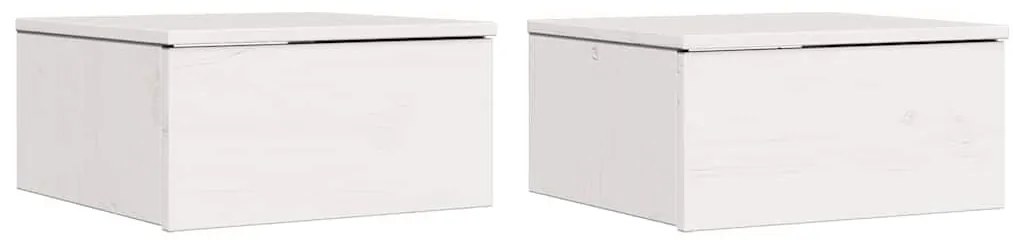 Éjjeli asztal 2 pcs Fehér 37 x 35 x 18.5 cm Tömör fenyőfa