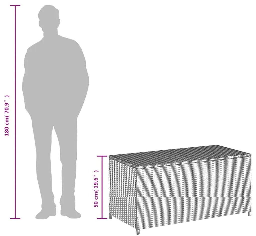 vegyes bézs polyrattan kerti tárolóláda 190 L
